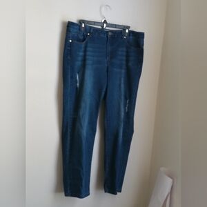 Peck & Peck Jeans Women 16 Dark Blue Academia Casual Rodeo Cowgirl Distressed